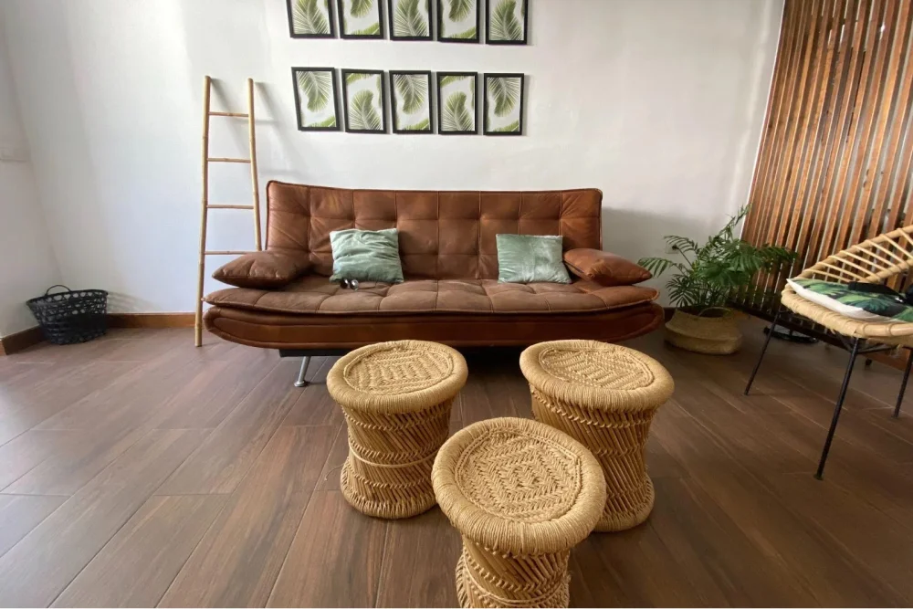 Modern living room with luxury vinyl flooring